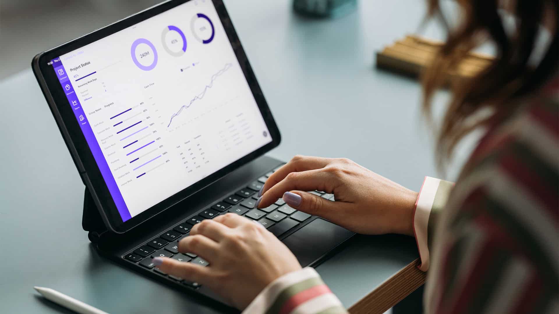 woman looking at analytics