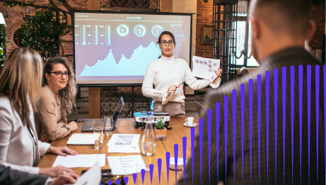 a woman explaining data to her colleagues