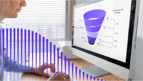 woman looking at marketing funnel