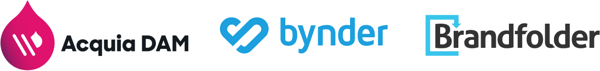 Acquia, Bynder, and Brandfolder logos