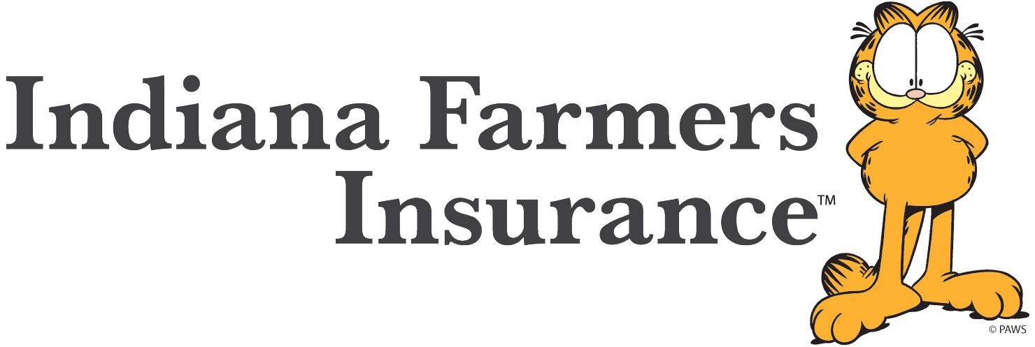 Indiana Farmers Insurance logo with Garfield character beside it