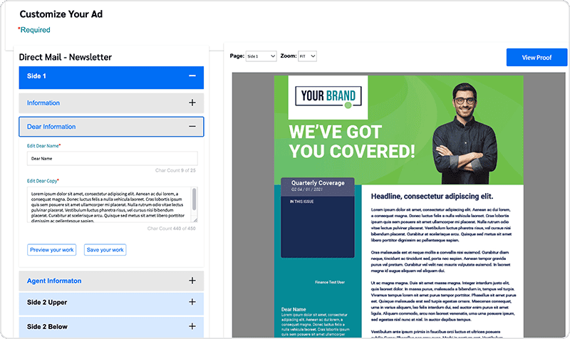 Ansira Create ad customization screen