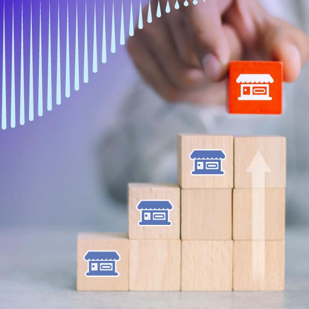 Stacked blocks with QSR icons on them
