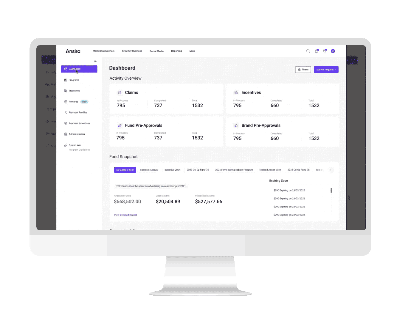 Ansira Incent dashboard gif