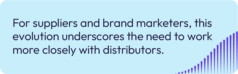 For suppliers and brand marketers, this evolution underscores the need to work more closely with distributors. 
