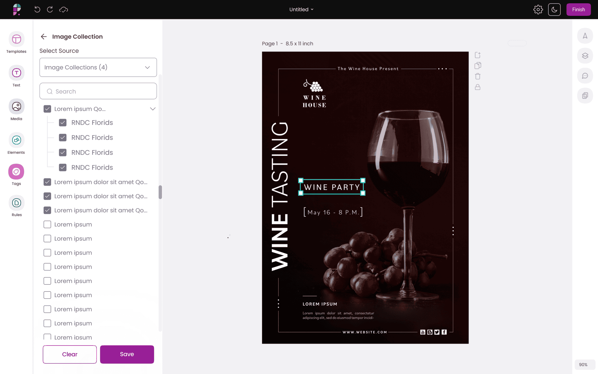 Design Builder creative development page with image folder selections