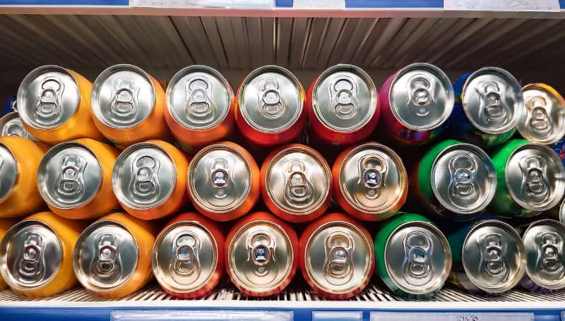 Cans stacked on top of one another