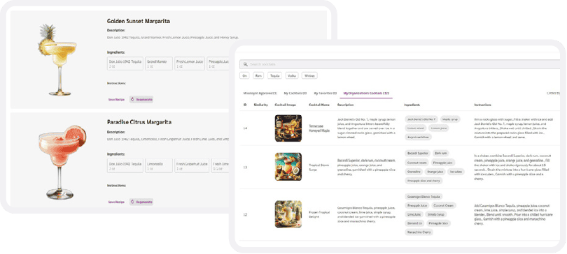 Screenshots of Tastebuds output