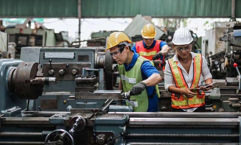 Manufacturing crew working