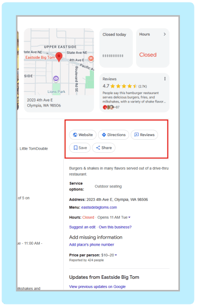Screenshot of knowledge panel on Google
