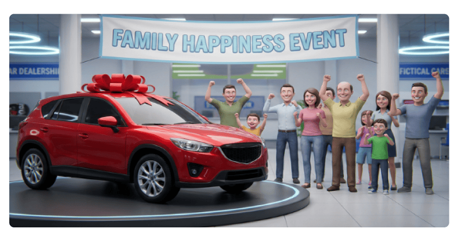 AI-generated "family happiness event" in car showroom