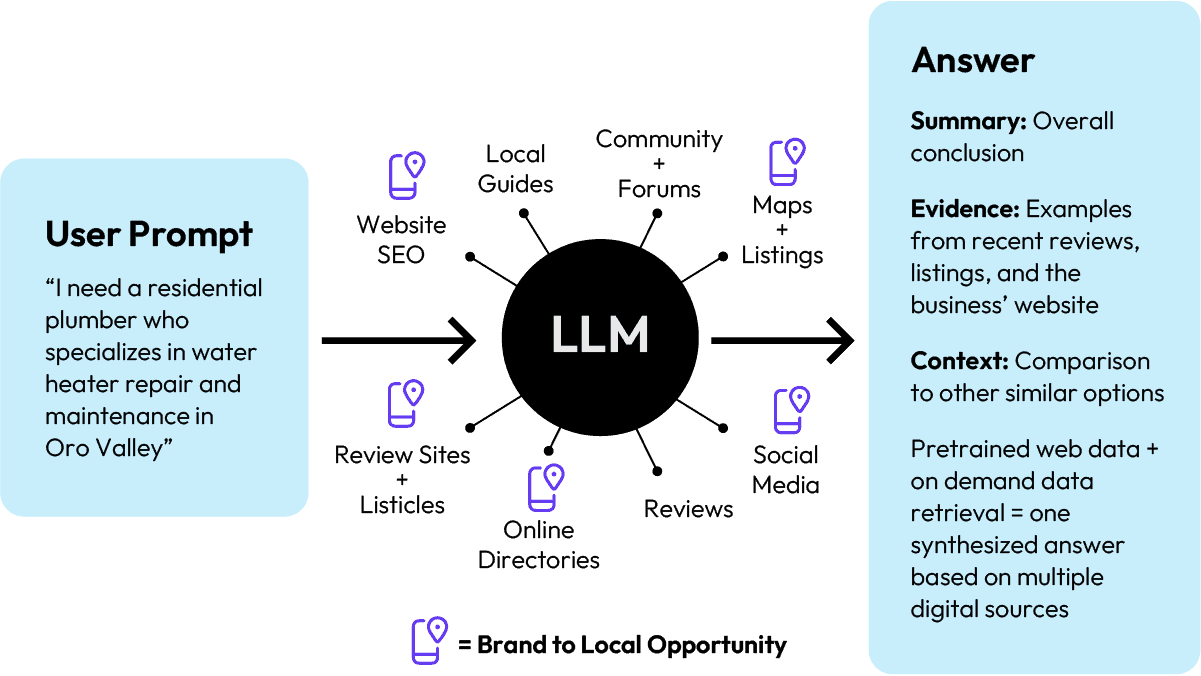 Graphic showing the categories that influence AI answers
