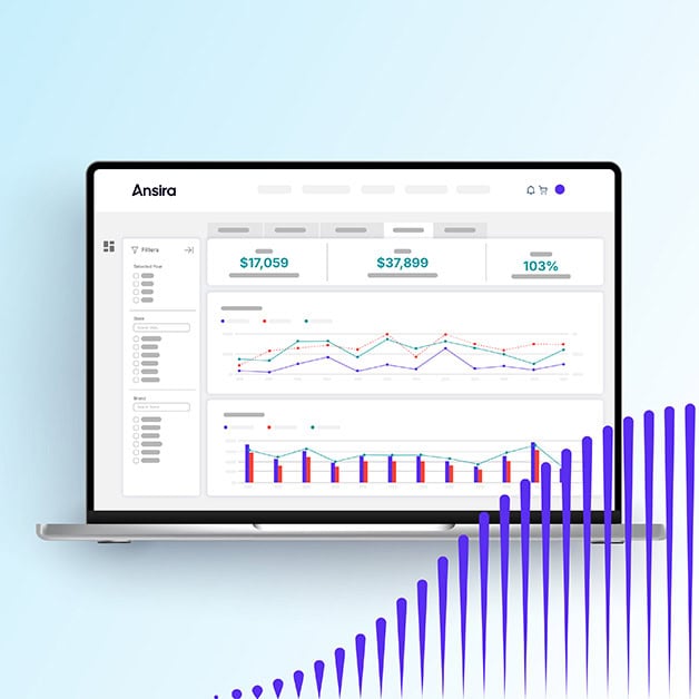 Analytics dashboard on open laptop