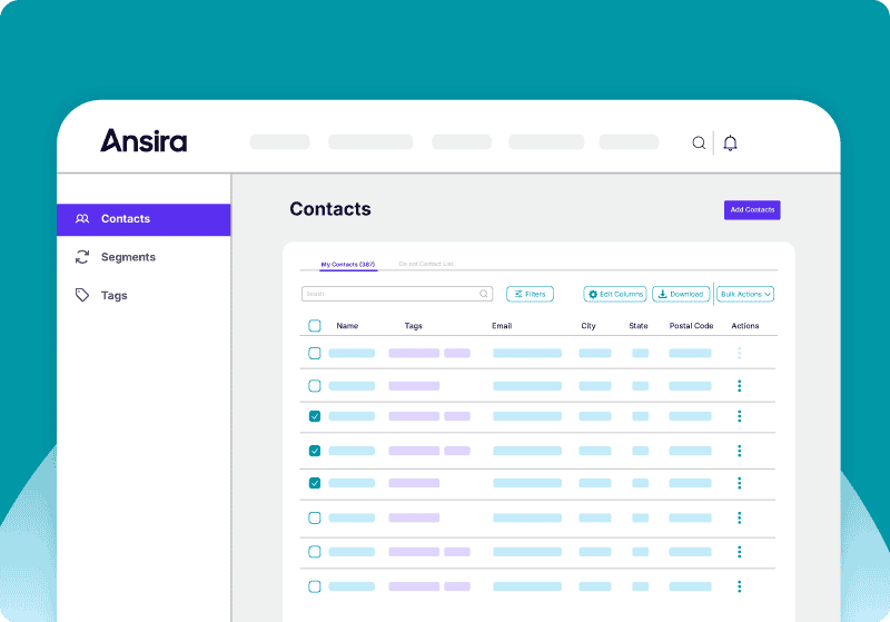 Ansira Connect contact management dashboard