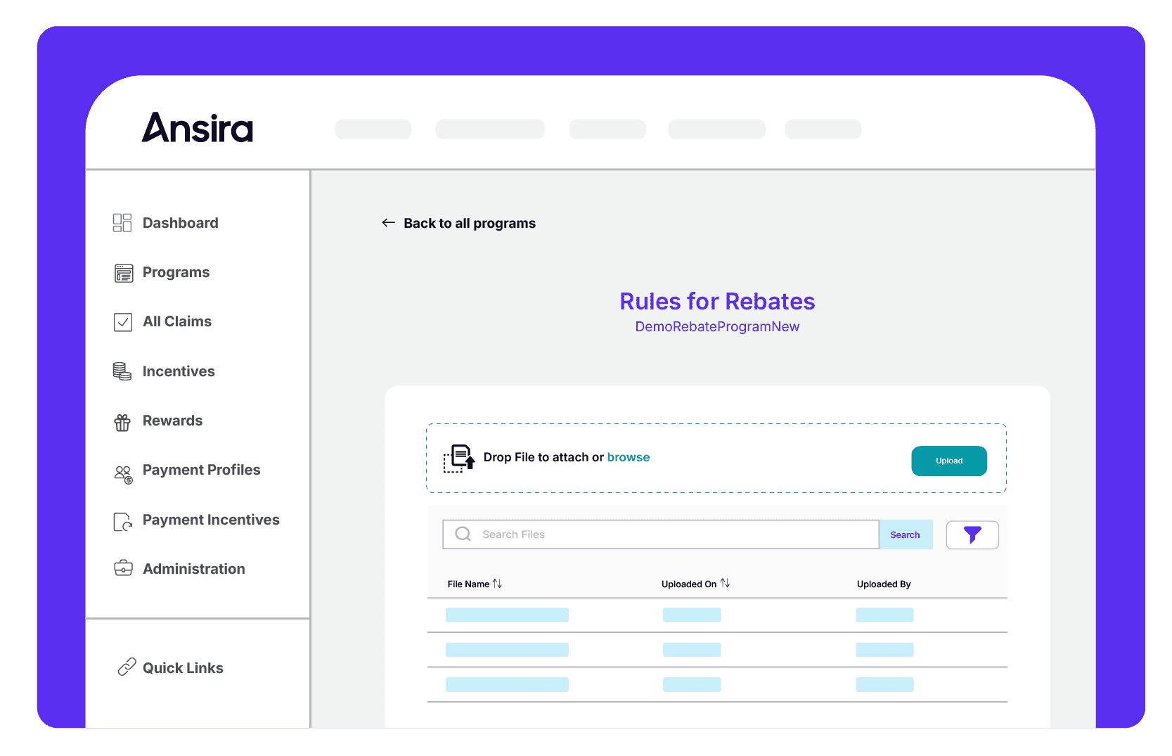 Rebates dashboard