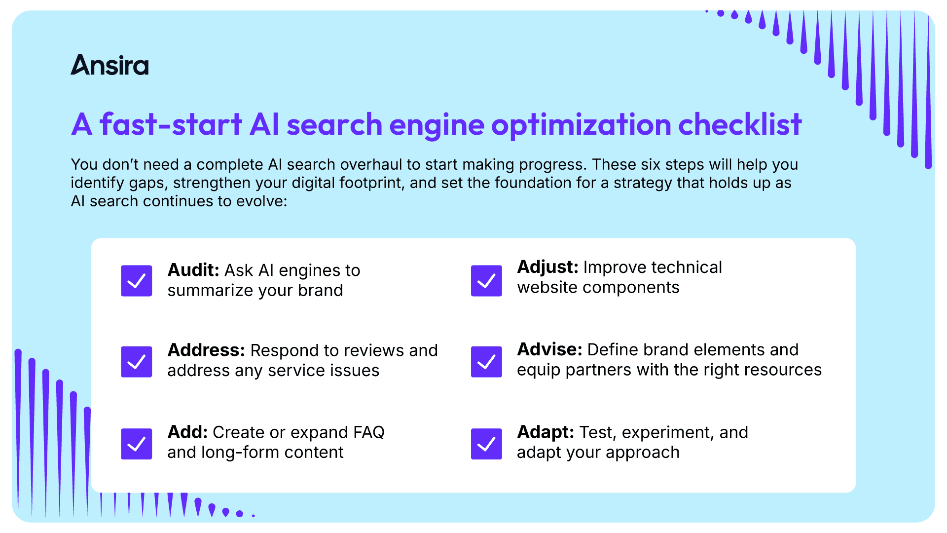 A fast-start AI search engine optimization checklist