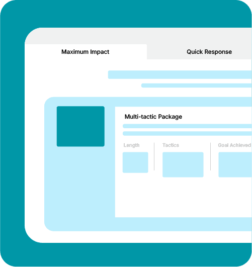 A screenshot of Ansira Attract, a customer engagement module, that highlights a feature called multi-tactic package as an example of media and campaign management