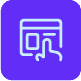 A purple icon of a finger clicking on a screen