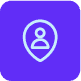 A location pin with an icon of a person inside