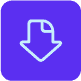 Purple icon of an arrow pointing downwards