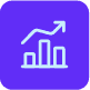 A purple icon of a bar graph \