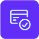 A purple icon of a website with a checkmark in the lower right corner