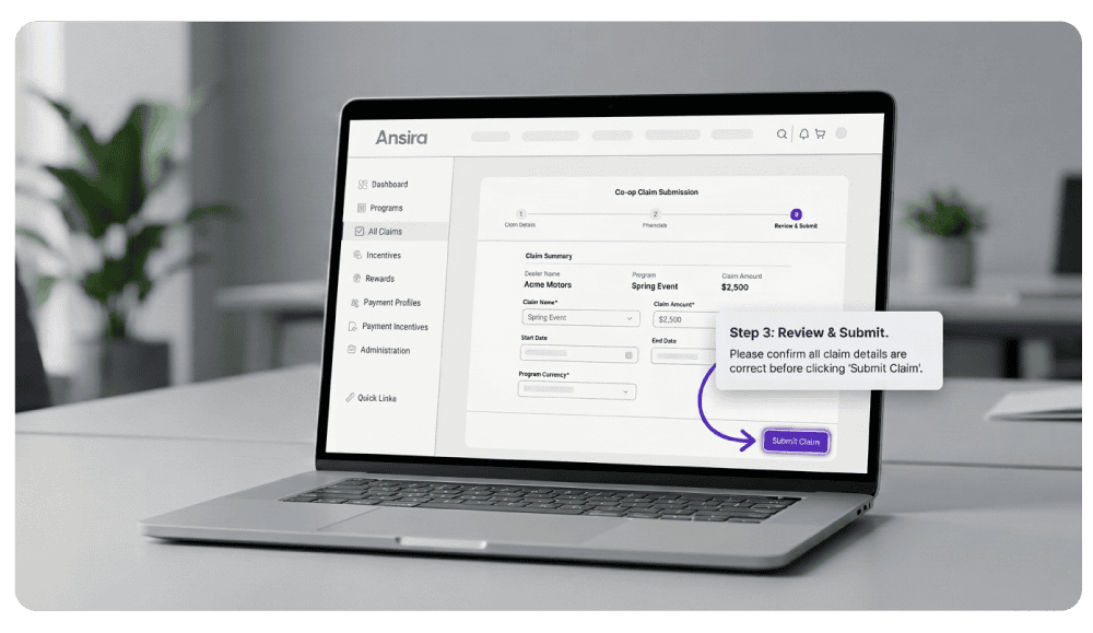 Laptop with the co-op claim submission process