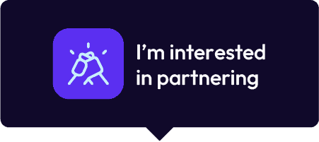 Two outlined hands clasping together. Reads: I'm interested in partnering