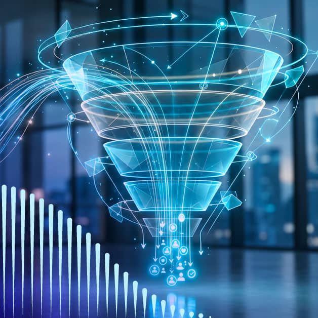 Futuristic floating pyramid graph