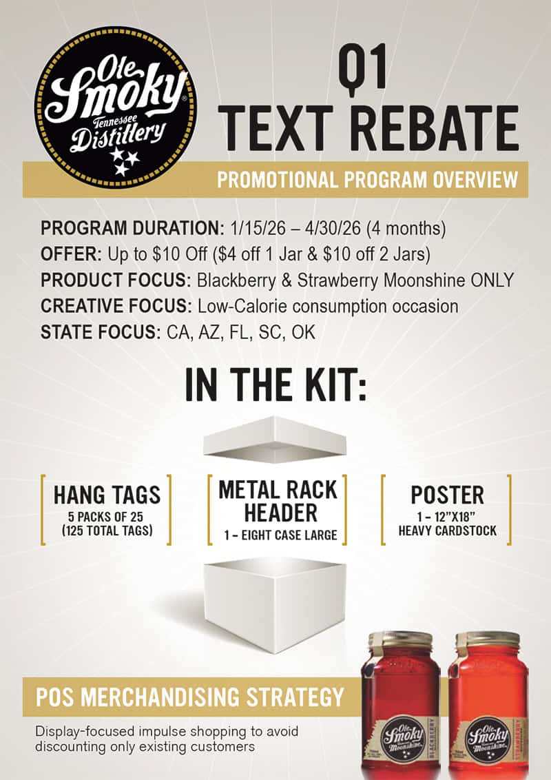 Ole Smoky text rebate kit